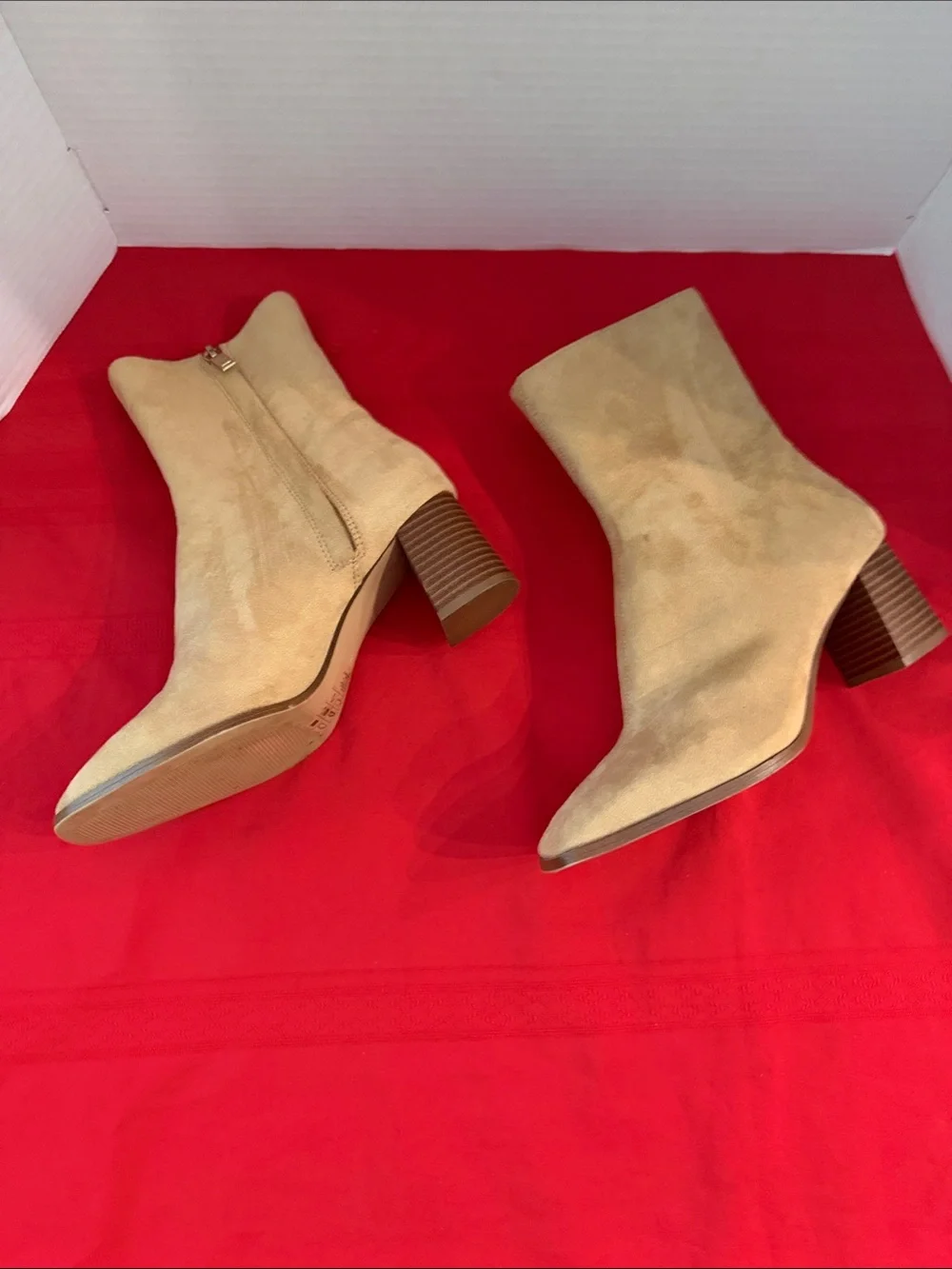 H&M Ankle Boots -Women's Camel Square Toe Suede Block Heel  Size 9.5